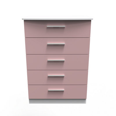 Harrow 5 Drawer Chest In Kobe Pink & White (Ready Assembled) - image 1