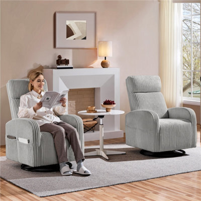 Yaheetech Light Grey Corduroy Swivel Nursery Glider Chair For Nursery Room - image 1