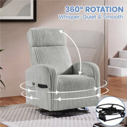 Yaheetech Light Grey Corduroy Swivel Nursery Glider Chair For Nursery Room - thumbnail 6