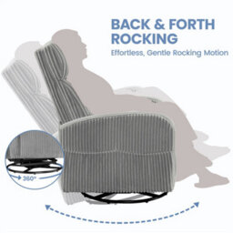 Yaheetech Light Grey Corduroy Swivel Nursery Glider Chair For Nursery Room - thumbnail 7