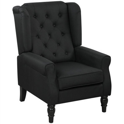 Black Retro Accent Chair Wingback Armchair With Wood Frame - image 1