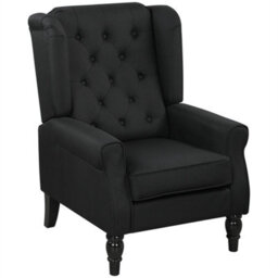 Black Retro Accent Chair Wingback Armchair With Wood Frame - thumbnail 1