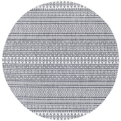 Livabliss Round Eagean-Geometric Black White In- & Outdoor Rug 160 X 160 Cm Easy Care, Non Shedding - image 1