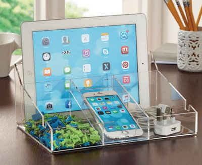 Smartphone & Tablet Desk Organiser - Home Or Office Storage For Files, Stationary, Phone, Tablets - 11.5 X 16 X 26Cm - image 1
