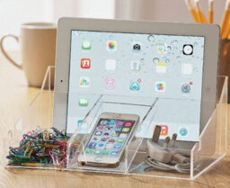 Smartphone & Tablet Desk Organiser - Home Or Office Storage For Files, Stationary, Phone, Tablets - 11.5 X 16 X 26Cm - thumbnail 2