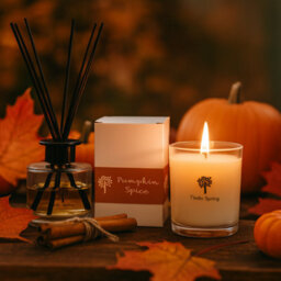 Nicola Spring Pumpkin Spice Scented Candle & Diffuser Set - 160G Natural Soy Wax Candle & Home Air Freshener Set - thumbnail 5