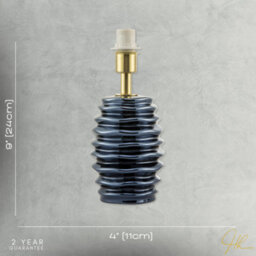 Happy Homewares Modern Metallic Blue Gloss Ceramic Table Lamp Base With Ripple Grooves - thumbnail 6