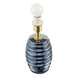 Happy Homewares Modern Metallic Blue Gloss Ceramic Table Lamp Base With Ripple Grooves - thumbnail 3