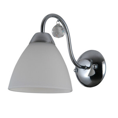 Luminosa Lighting Luminosa Stylized Wall Lamp Chrome, White 1 Light  With White Shade, E27 - image 1