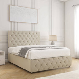 Bsspoke Mulberry Divan Bed In Cream Plush Velvet 24Inch Headboard & Footboard No Drawers No Mattress In 3Ft 4Ft 4Ft6 5Ft 6Ft - thumbnail 3