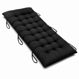 Shopnbits Sun Lounger Cushion Pad 125X48X8Cm, Recliner Chair Cushion, Garden Bench Seat Pad With Ties, Black