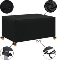 Waterproof Outdoor Table Cover, Rectangular Furniture Cover In 420D Oxford Fabric, 242X162X100 Cm (Black) - thumbnail 2