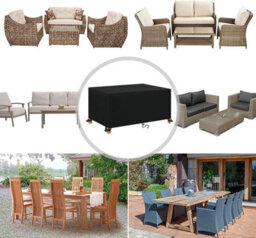 Waterproof Outdoor Table Cover, Rectangular Furniture Cover In 420D Oxford Fabric, 242X162X100 Cm (Black) - thumbnail 8