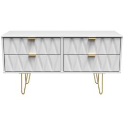 Diamond Ready Assembled Matt White Media Unit & 4 Drawers, (H)112Cm X (W)50.5Cm X (D)41.5Cm - thumbnail 2