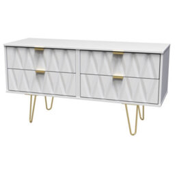 Diamond Ready Assembled Matt White Media Unit & 4 Drawers, (H)112Cm X (W)50.5Cm X (D)41.5Cm - thumbnail 1