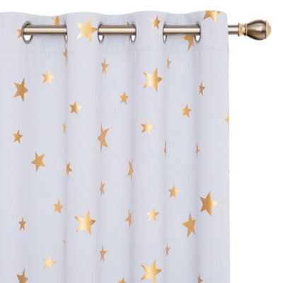 Deconovo Thermal Blackout Curtains, Gold Star Foil Printed Eyelet Curtains For Living Room, W52 X L84 Inch, Silver Grey, 2 Panels - image 1