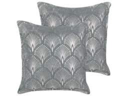 Beliani Set Of 2 Decorative Cushions Hoya Cotton 45 X 45 Cm Grey Geometric Pattern - thumbnail 1