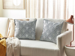 Beliani Set Of 2 Decorative Cushions Hoya Cotton 45 X 45 Cm Grey Geometric Pattern - thumbnail 2