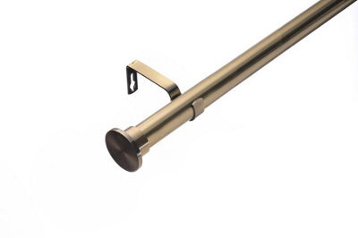 Lister Cartwright 28mm Antique Brass Extendable Metal Curtain Pole Set With Disc Stopper Finial (70- 120 Cm) - image 1