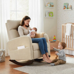 Homcom Modern High Back Corduroy Leisure Rocking Chair For Nursery, Beige - thumbnail 8
