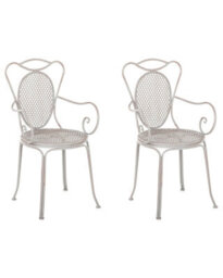 Beliani Bistro Chairs Set Of 2 Grey Shabby Chic French Style - Compact Balcony Chairs - thumbnail 3
