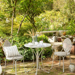 Beliani Bistro Chairs Set Of 2 Grey Shabby Chic French Style - Compact Balcony Chairs