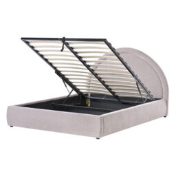 Beliani Ottoman Bed Chenille Mouzon 140 X 200 Cm (Eu Double) Taupe - thumbnail 1