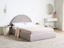 Beliani Ottoman Bed Chenille Mouzon 140 X 200 Cm (Eu Double) Taupe - thumbnail 2