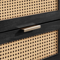 2 Door 3 Drawer Rattan Sideboard Curved Black Cupboard Birlea Sark Storage Cabinet - thumbnail 6