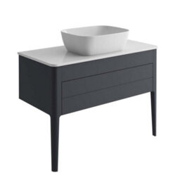 Plum&clay Sutton Blue-Grey Floor Standing Bathroom Vanity Unit With Ceramic Worktop (W)980mm (H)700mm - thumbnail 1