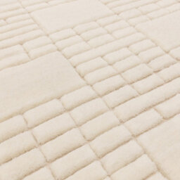 Cream Easy To Clean Chequered , Geometric Modern , Wool Rug For Living Room, Bedroom - 160Cm X 230Cm - thumbnail 4