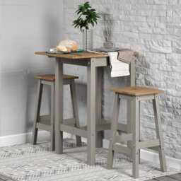 Core Products Corona Linea Drop Leaf Breakfast Table & 2 High Stools Set, Antique Waxed Pine H100.0Cm X W100.0Cm X L60.0Cm - thumbnail 8