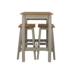 Core Products Corona Linea Drop Leaf Breakfast Table & 2 High Stools Set, Antique Waxed Pine H100.0Cm X W100.0Cm X L60.0Cm - thumbnail 2