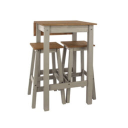 Core Products Corona Linea Drop Leaf Breakfast Table & 2 High Stools Set, Antique Waxed Pine H100.0Cm X W100.0Cm X L60.0Cm - thumbnail 3