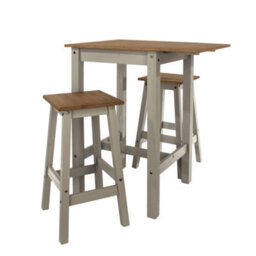 Core Products Corona Linea Drop Leaf Breakfast Table & 2 High Stools Set, Antique Waxed Pine H100.0Cm X W100.0Cm X L60.0Cm - thumbnail 4