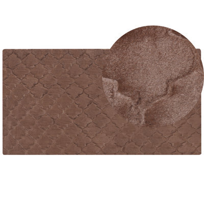 Beliani Faux Fur Rug Gharo Brown 80 X 150 Cm - image 1