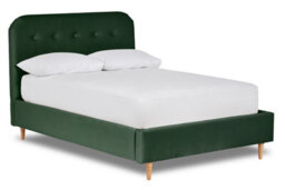Divan Base Direct Celestia Contemporary Button Backed Fabric Bed Base Only 5Ft King- Verlour Emerald - thumbnail 1