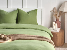 Beliani Duvet Cover Set Sumner 150 X 200 Cm Cotton Muslin Green - thumbnail 2