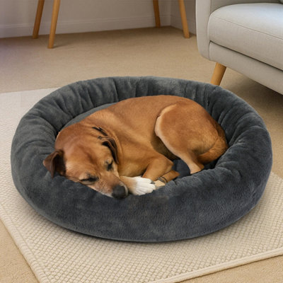 Skylos Donut Dog Bed Soft Plush Calming Washable Large Pet Cat Mattress - image 1