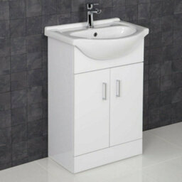 Affine 550mm Freestanding Bathroom Vanity Unit Basin Sink White Tap & Waste Bundle - thumbnail 3