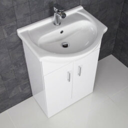 Affine 550mm Freestanding Bathroom Vanity Unit Basin Sink White Tap & Waste Bundle - thumbnail 4