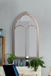 Mirroroutlet The Somerley Extra Large Rustic Metal Chapel Arched Decorative Mirror Stone Colour 150Cm X 81Cm - thumbnail 5