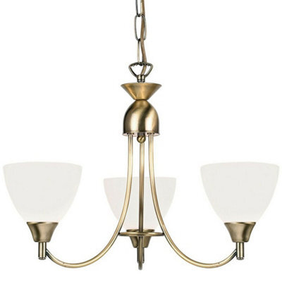 Hanging Ceiling Pendant Light Antique Brass 3X Shade Lamp Bulb Holder Fitting - image 1