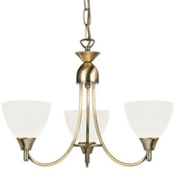 Hanging Ceiling Pendant Light Antique Brass 3X Shade Lamp Bulb Holder Fitting - thumbnail 1