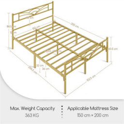 Yaheetech Antique Gold 5Ft King Metal Bed Frame With Cloud-Inspired Design Headboard And Footboard - thumbnail 4