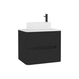 Royal Bathrooms Venice 600mm Matt Nocturne Black Wall Mounted Bathroom Countertop Vanity Unit 2 Drawer With Peak Basin - thumbnail 7