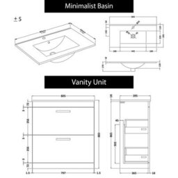 Royal Bathrooms Turin 1300mm Indigo Grey Gloss 2 Drawer Furniture Pack With Minimalist Basin & Elva Back To Wall Toilet - thumbnail 8