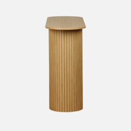 Sweeek - Scandinavian Oval Console With Grooved Wooden Effect Legacy Natural 120X35X75 Cm - thumbnail 2