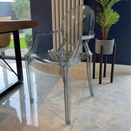 Fusion Living Ghost Style Plastic Louis Armchair Smoke Grey - thumbnail 2