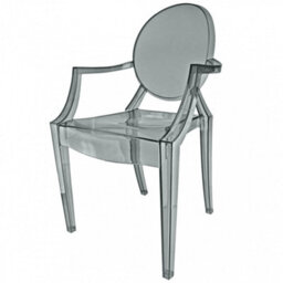 Fusion Living Ghost Style Plastic Louis Armchair Smoke Grey